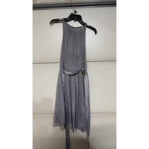 Adrianna‎ Papell Gray Chiffon Sleeveless Dress Beaded Waist US 10 Elegant